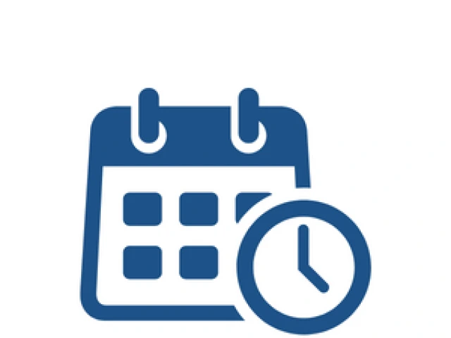 Graphic of a calendar with a clock 