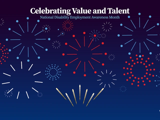 Stylized graphic of fireworks with the words "Celebrating Value and Talent"