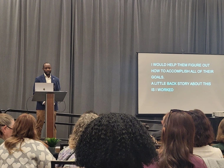 Lawrence Weru delivers the keynote at IHD Evidence for Success. 