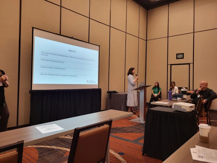 Loretta Alvarez presenting "Building Bridges: Strengthening School Partnerships for Effective Pre-ETS and Work-Based Learning"