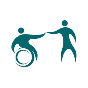 Graphic of a person in a wheelchair high-fiving a person standing