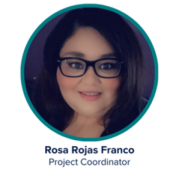 Woman with dark hair and glasses, Rosa Rojas Franco, Project Coordinator